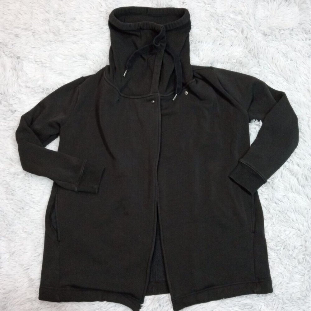 Zella Womens Sweater Cardigan Black M Open Pockets Sweatshirt Workwear Medium